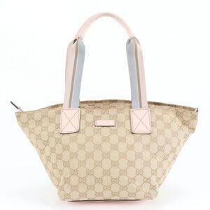 Gucci GG Canvas Leather Handbag Tote 131228 Beige Women's EEE Dc23-2